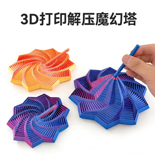 3d打印带手柄萝卜塔幻觉解压玩具螺旋塔烦躁之星解压儿童益智神器