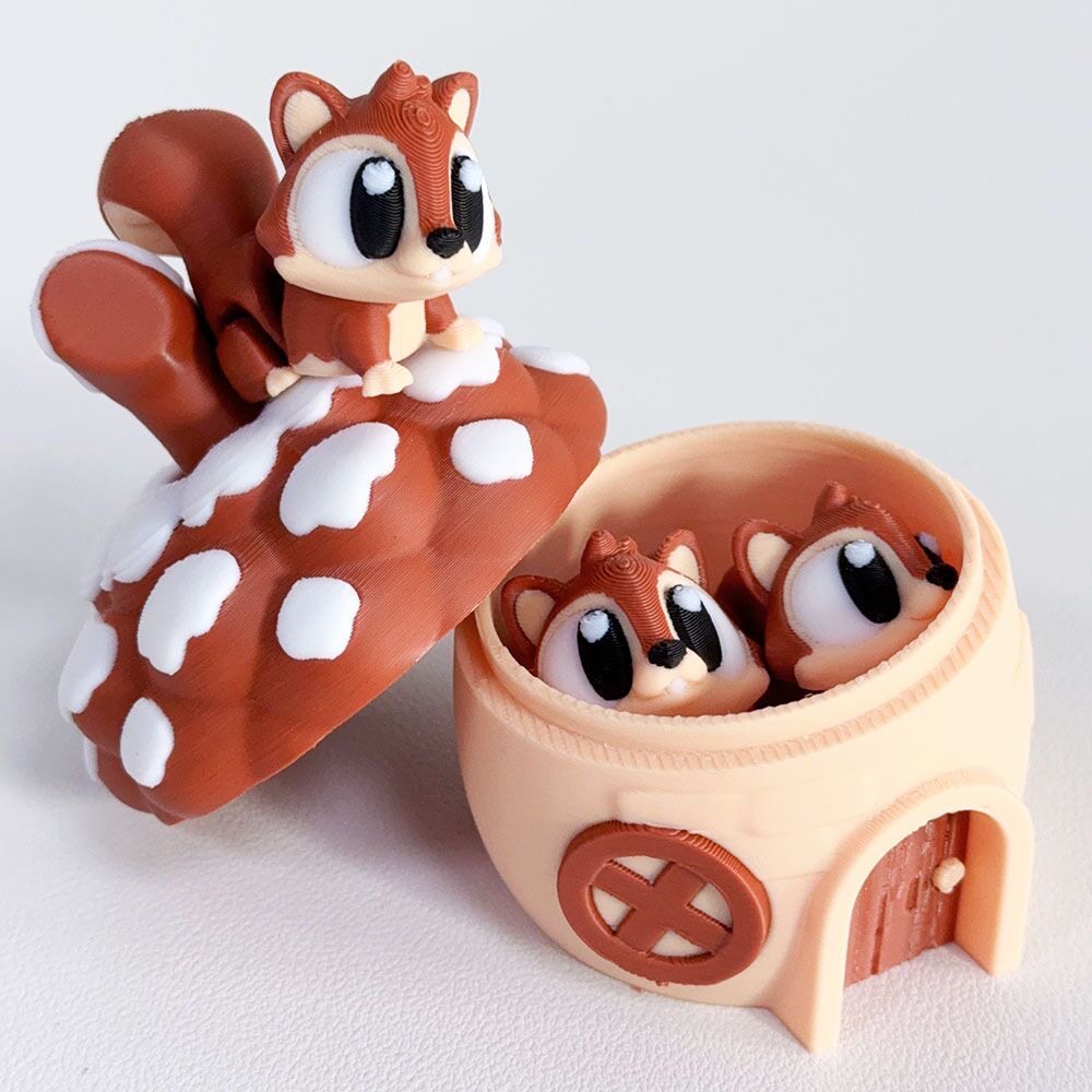 3D打印可动松鼠屋创意手办摆件