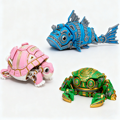 3D打印赛博朋克机械乌龟螃蟹