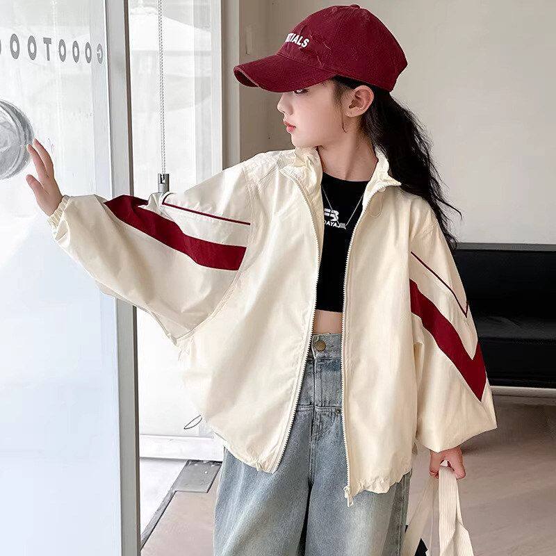 女童外套春装2026新款洋气儿童开衫中大童宽松春秋夹克女孩冲锋衣
