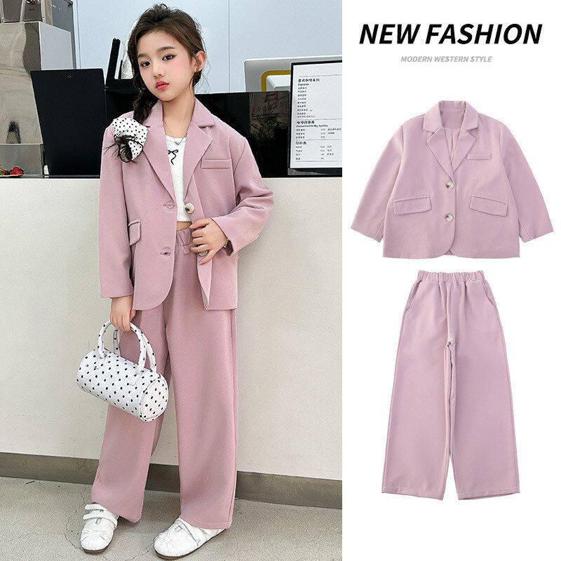 女童西服套装洋气时髦2026新款春秋季网红炸街儿童时尚西裤两件套