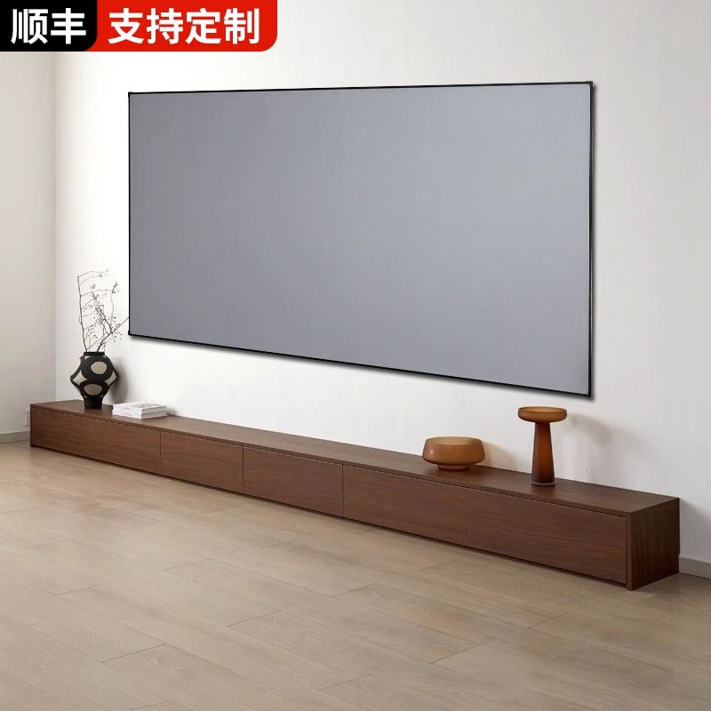 实木落地电视柜胡桃色极简现代简约大小户型收纳柜轻奢意式地柜款