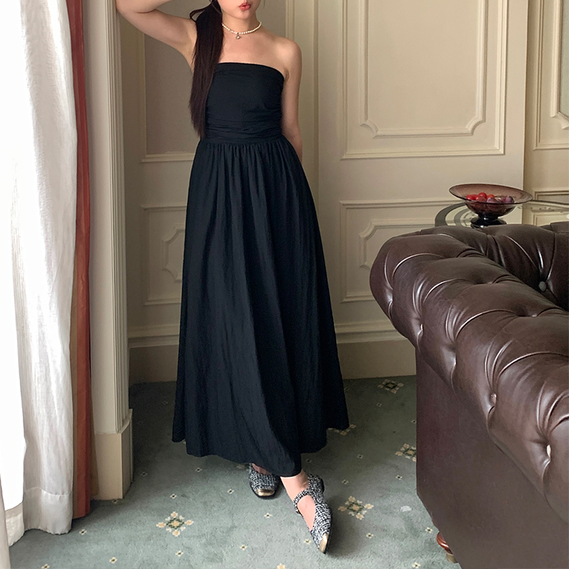 气质收腰抹胸连衣裙女夏显瘦长裙