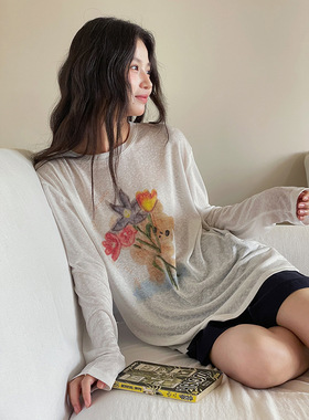 【彼得兔兔防晒tee】歌铭卡通印花长袖T恤夏季宽松防晒上衣W286C