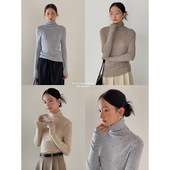 歌铭 复古高领波点羊毛针织衫 女2024冬季 新款 内搭打底T恤N435B