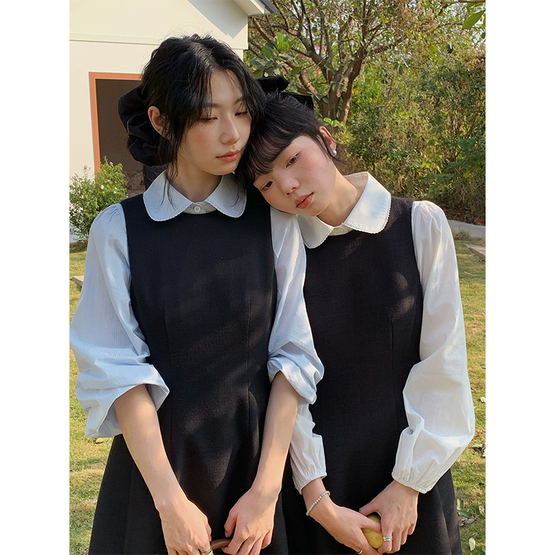 韩系甜美气质娃娃领长袖衬衫女秋