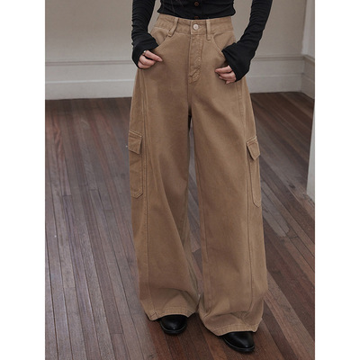 【早八美式工装裤】歌铭复古阔腿裤女秋季新款直筒休闲裤子N592C