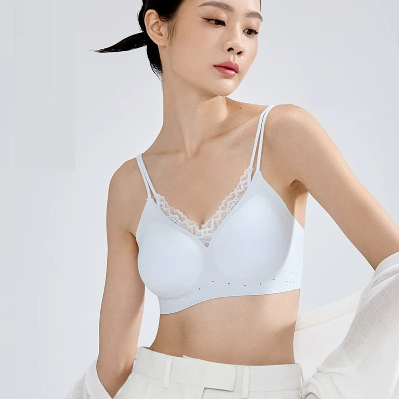 薄纱内衣女小胸聚拢收副乳防下垂夏薄款美背隐形无痕粉底液文胸罩
