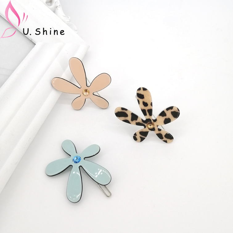 五瓣花青蛙夹佩妮树脂清新边夹韩