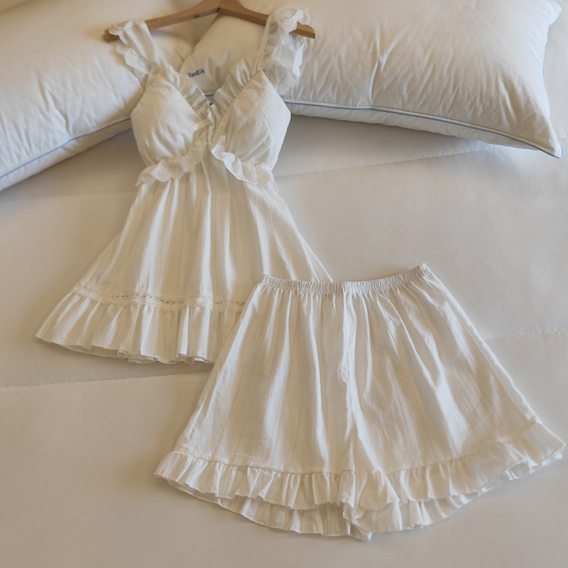 花边可外穿夏季纯棉甜美家居服图片
