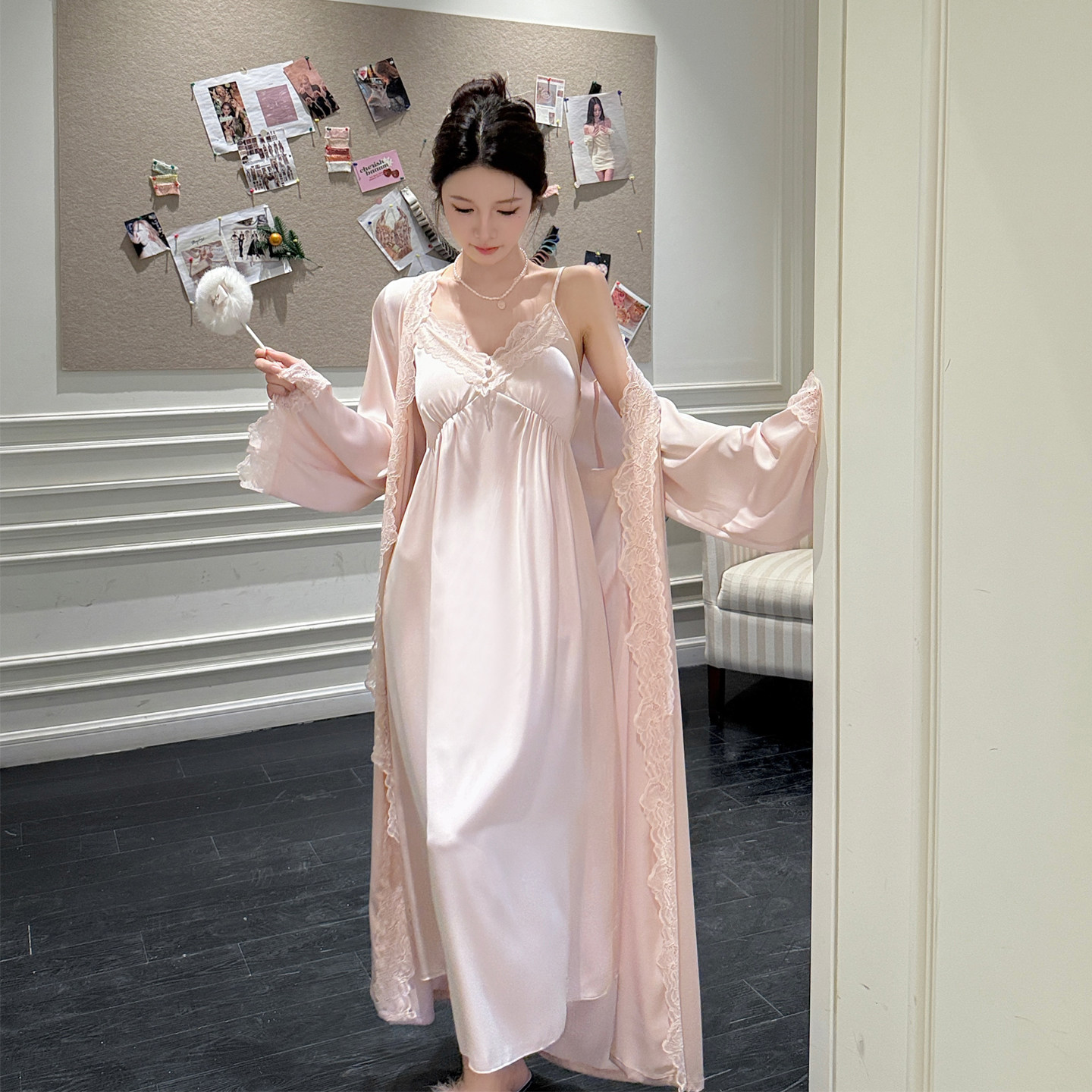 冰丝睡衣女春秋季吊带长睡裙睡袍2026新款带胸垫性感纯欲风家居服,女士内衣/男士内衣/家居服,睡衣/家居服套装,淘宝优惠券,粉丝福利购,淘宝优惠卷
