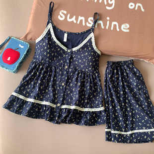 可外穿家居服套装 吊带睡衣女夏季 甜美短裤 大码 带胸垫纯棉2025新款