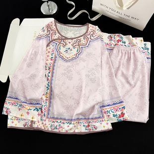 冰丝睡衣女春秋季新中式国风丝绸高级感夏天休闲可外穿家居服套装