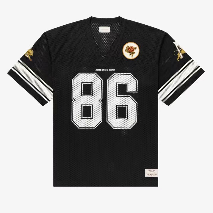 thumbnail for Aime Leon Dore Football Jersey American rugby jersey breathable embroidered V-neck short sleeves