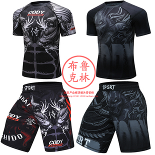 毒液锦鲤忍者柔术格斗拳击训练防磨服男运动紧身衣健身衣T恤短袖