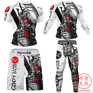 恶灵鬼武士巴西柔术防磨衣MMA综合格斗紧身衣男款健身衣短袖长袖