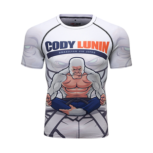 银背大猩猩MMA防磨跑步健身衣UFC综合格斗拳击训练速干短袖紧身衣