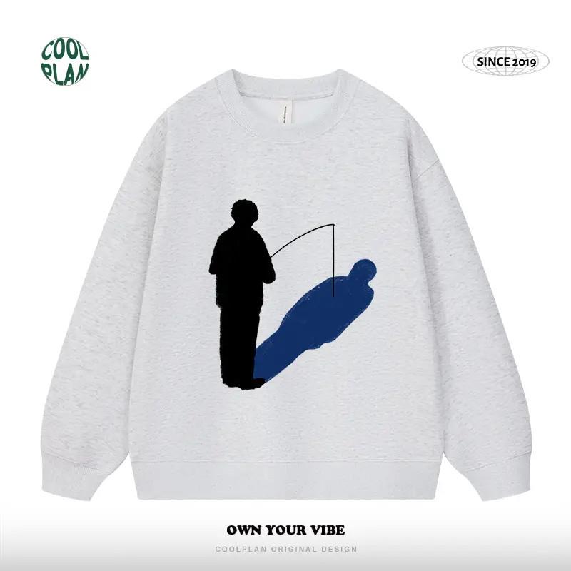 【钓影人】抽象艺术小众设计感文艺潮牌宽松圆领长袖卫衣秋冬上衣