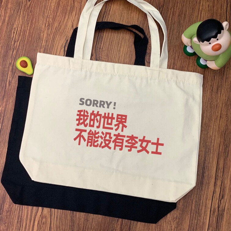 sorry不能没有李女士趣味百家姓氏帆布包通勤大容量托特单肩袋