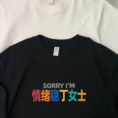 多巴胺sorry情绪稳丁女士纯棉长袖T恤姓氏男女同款百搭打底上衣