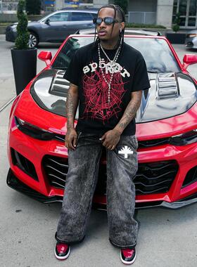 LKN美式小众sp5der短袖2025新款男女夏季宽松休闲慵懒蜘蛛网55T恤