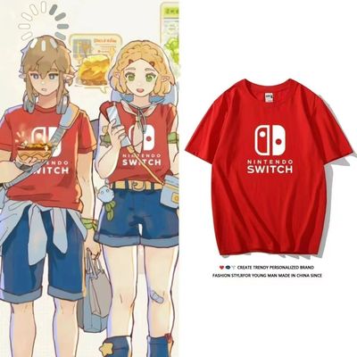 230g纯棉塞尔达传说林克switch同款红短袖t恤女男任天堂痛衣cos服