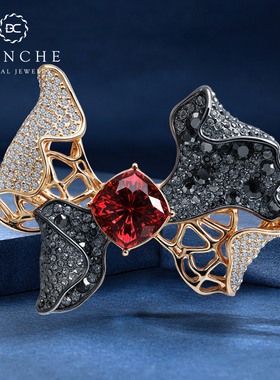 BLANCHE/布兰琪枯叶蝴蝶高级感红色水晶胸针男轻奢西装胸花复古女