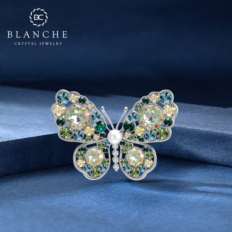 绿色玫瑰切水晶胸针男士高级感女