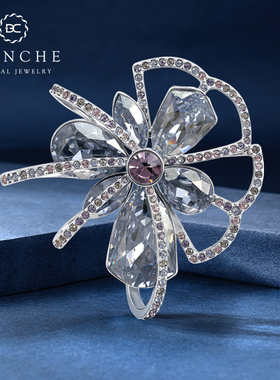 BLANCHE/布兰琪蝶彩迷雾奥地利水晶胸针高端胸花精致时尚别针大衣
