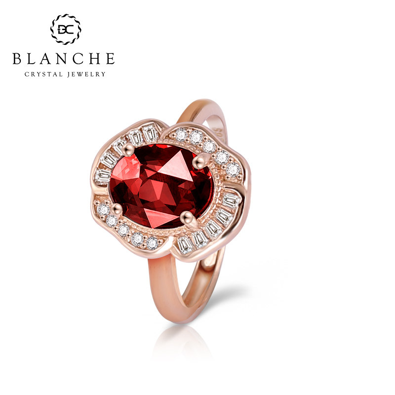 蝴蝶兰套装鸽血红纯银戒指开口戒