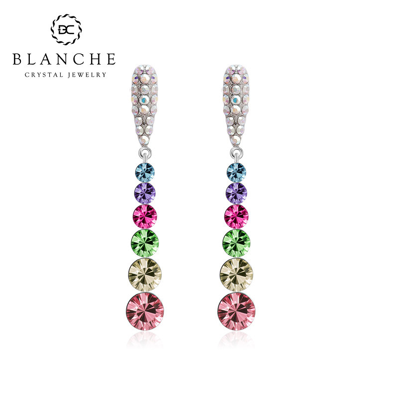 圆形水晶耳环流苏耳坠大牌耳饰女