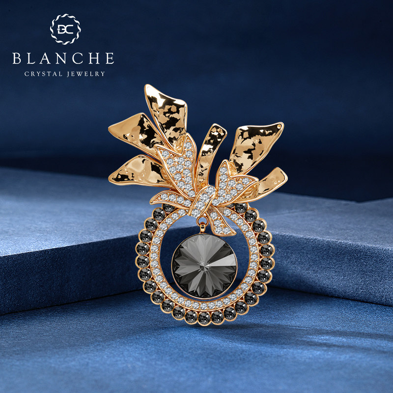 石榴果施家水晶高端胸针男黑色女