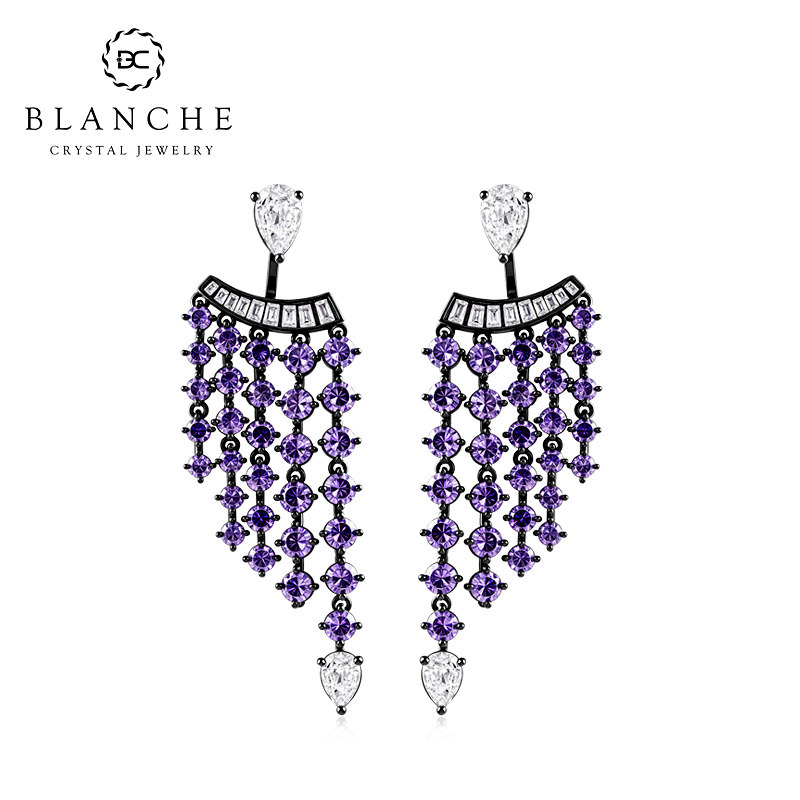 BLANCHE/布兰琪紫霞垂梦一款两戴耳环波西米亚灵动耳坠独特耳饰女