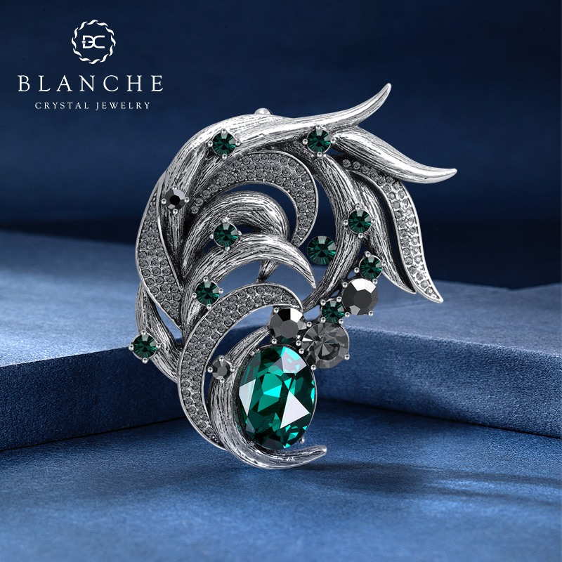 冲破荆棘祖母绿水晶高端胸针男女