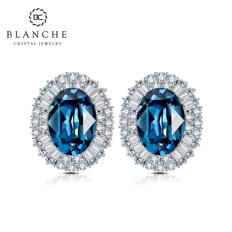 布兰琪法式高级感水晶耳环女独特好看耳钉蓝色宝石耳夹无耳洞耳饰,饰品/流行首饰/时尚饰品新,耳钉,淘宝优惠券,粉丝福利购,淘宝优惠卷
