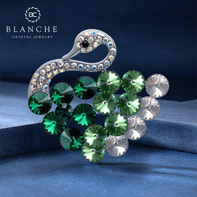 天鹅矢车菊水晶胸针男士高档胸花