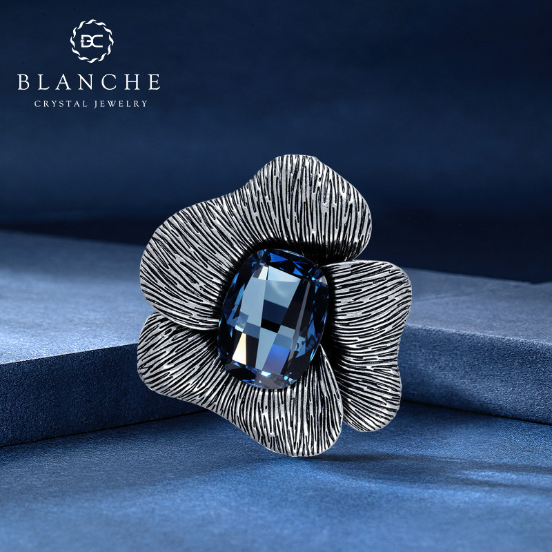 复古蝴蝶花水晶高级感胸针男士女