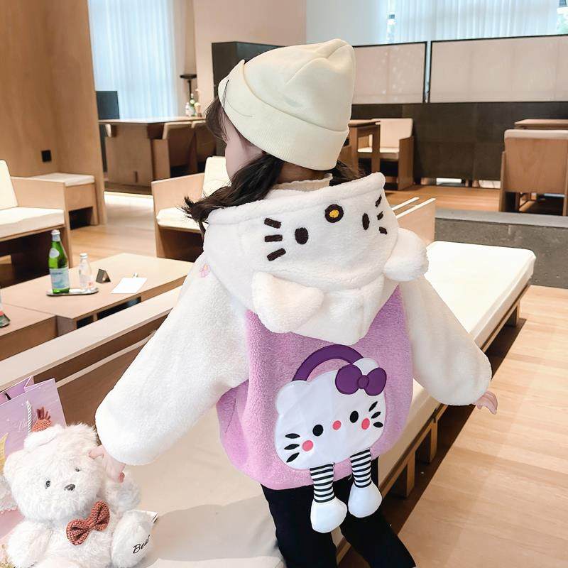 英国女童猫咪加绒外套秋冬