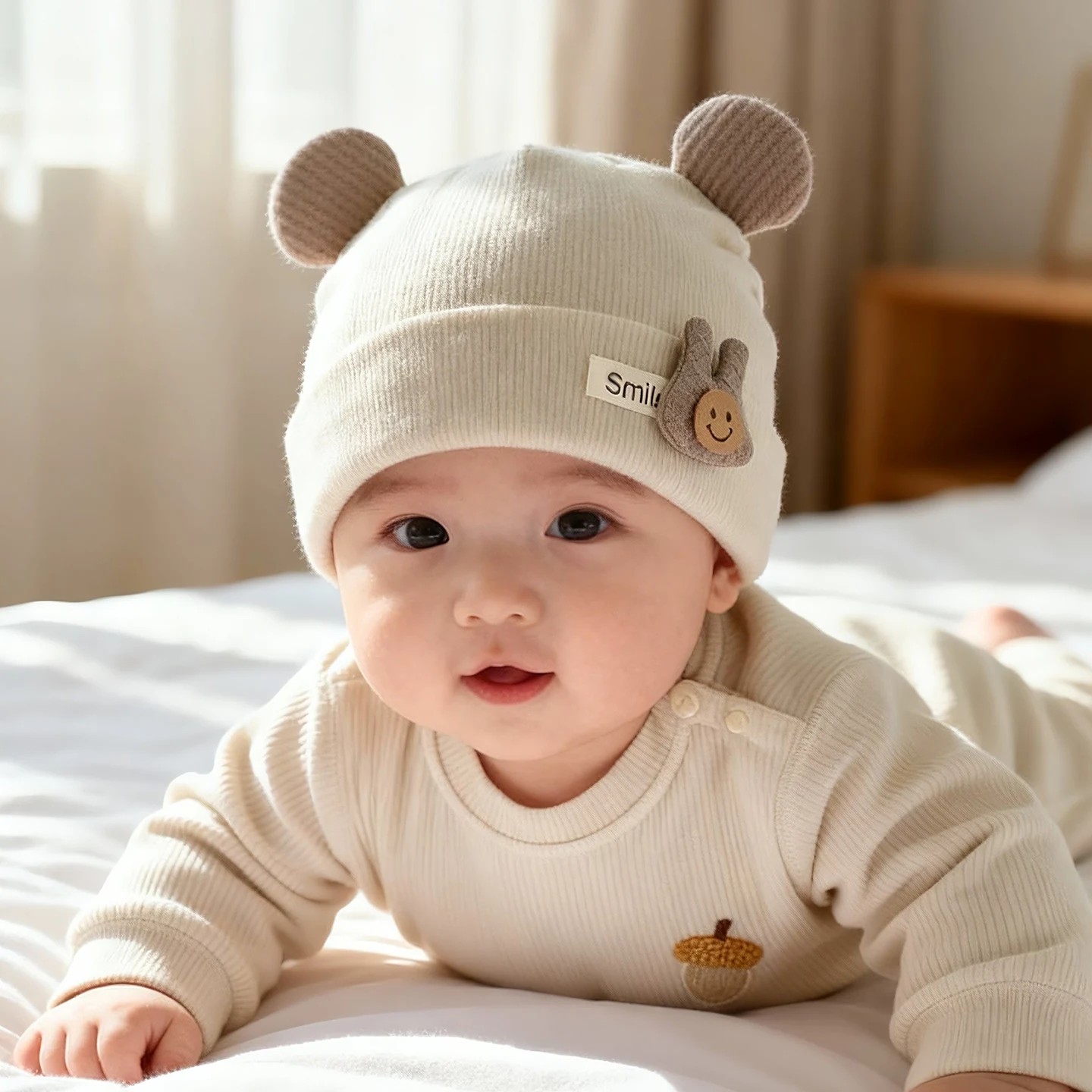 英国婴幼儿帽子秋冬保暖纯棉胎帽