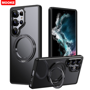 三星S25ultra手机壳可旋转支架横竖两用s25+磁吸Magsafe新款透明Galaxy S24ultra手机套全包防摔高级感支点壳