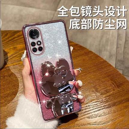 适用oppo reno10pro手机壳a58x保护套reno9/8/7/6/5硅胶FindX6pro全包x5防摔x3 a1pro补妆镜子k7电镀简约PRO+