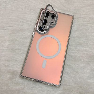自带镜头膜适用三星S24Ultra手机壳带支架S25U创意S24+磁吸S24新款防滑边galaxyS23炫彩S23+透明S22Ultra磨砂