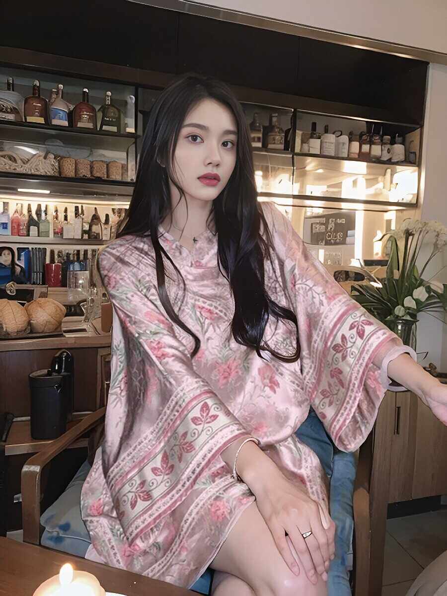 新中式国风改良旗袍上衣女2024秋季新款复古气质高级感印花连衣裙