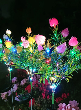 太阳能栀子花仿真花灯户外LED庭院花园装饰草坪灯笼草地插氛围灯