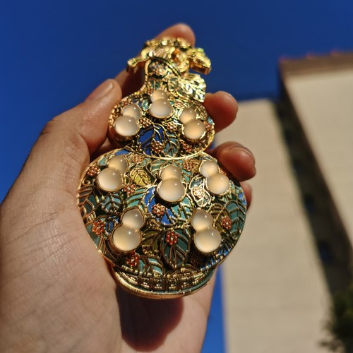 博物馆文创珐琅镶玉葫芦冰箱贴