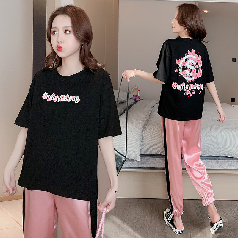 Western style 2020 summer new pattern motion series cherry blossoms printing T-shirt Solid Prop belly pants pregnant woman suit Fashionin the Women's clothing/Boutique , Set/Student uniforms/Work uniforms , Leisure sports suit  category - from Buy2taobao.com to provide professional Taobao agent buy service