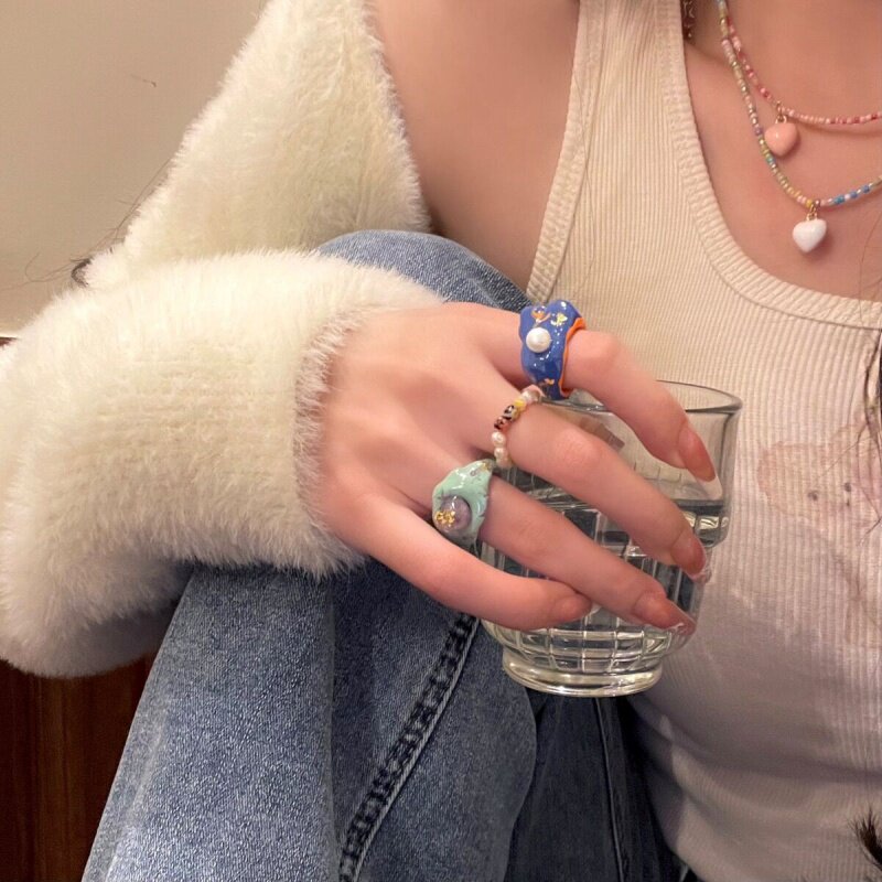 珐琅可爱搞怪戒指女小众设计食指