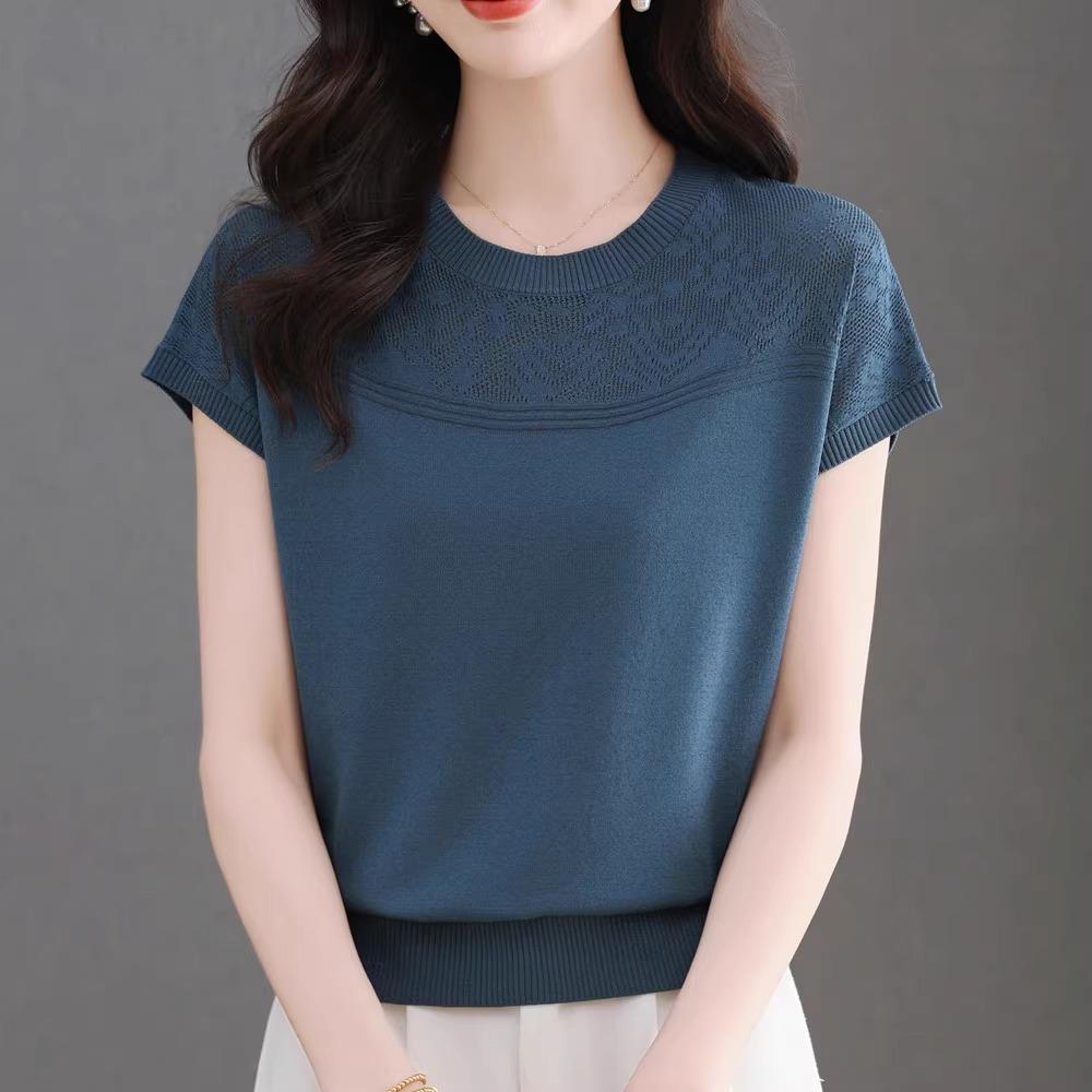 中老年女装妈妈夏装宽松遮肚小衫