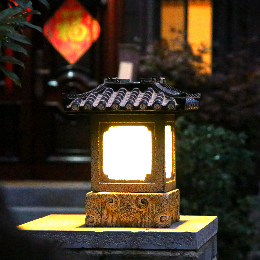 柱头灯太阳能太阳能树脂石粉