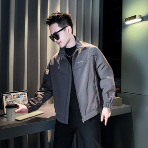 灰色314B-2-JK98-98控138秋季新款立领外套男简约潮流夹克图片